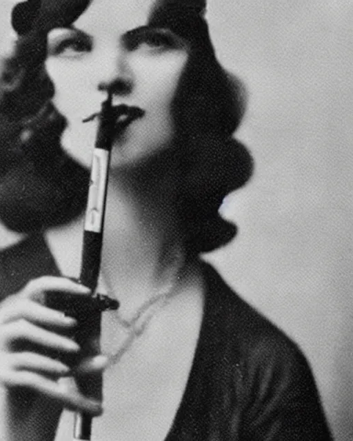 Image similar to 1 9 2 0 s photo of a flapper girl smoking a juul ecig vape