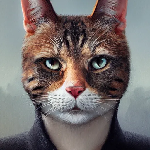 Image similar to a business cat leader of a political party, digital art, pretty face, very beautiful face, very detailed eyes, 8 k resolution, by wlop, greg rutkowski, full body