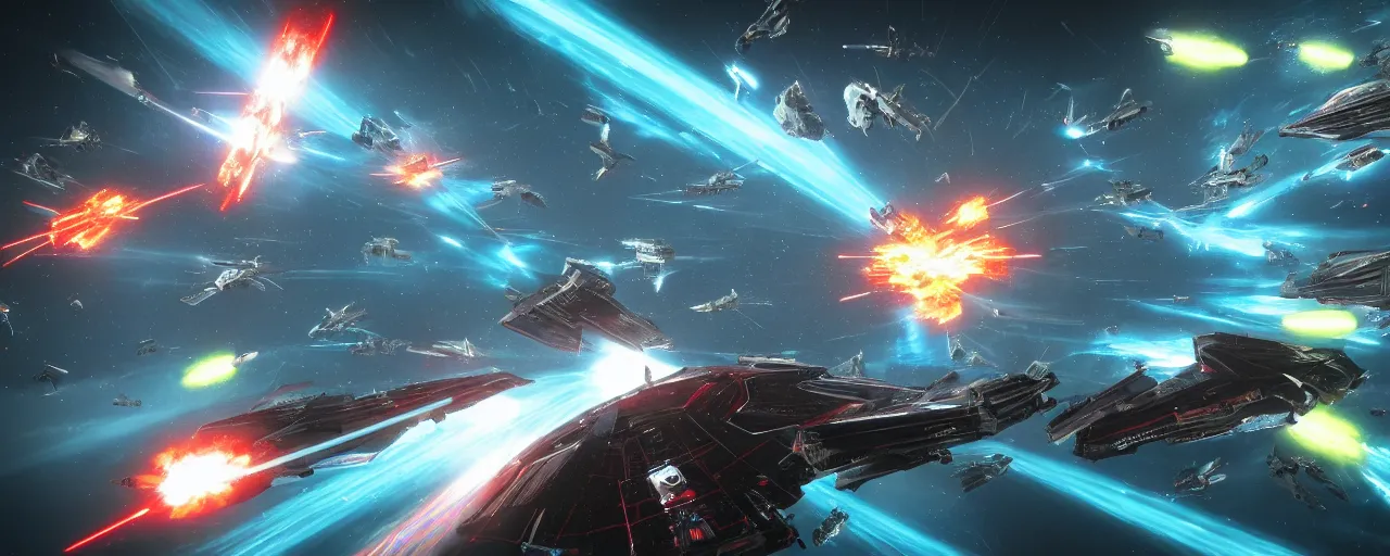 Image similar to Hyperspace Invaders, boss fight, scifi, videogame, shmup, 4K, UHD, HDR