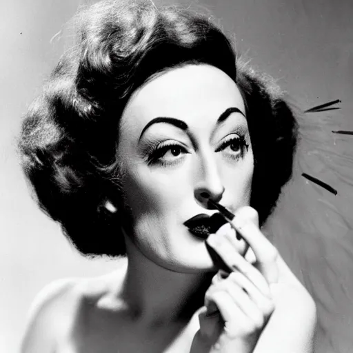 Prompt: joan crawford smoking, photo journalism