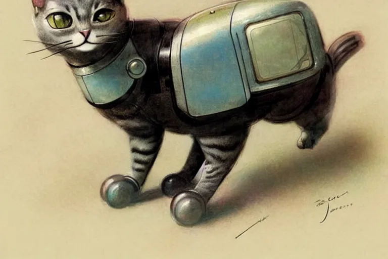 Image similar to ( ( ( ( ( 1 9 5 0 s retro future robot cat. muted colors. ) ) ) ) ) by jean - baptiste monge!!!!!!!!!!!!!!!!!!!!!!!!!!!!!!