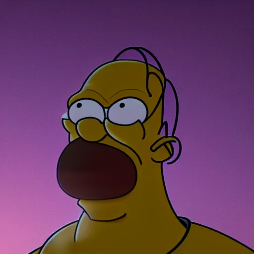 Prompt: CG Homer Simpson as Thanos, cinematic, anamorphic 4K