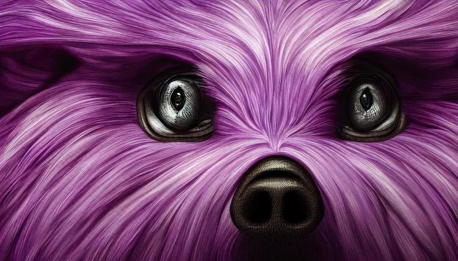 Prompt: purple electric dog, beautiful detailed face, ultra realistic, concept art, intricate details, serious, highly detailed, photorealistic, octane render, 8 k, unreal engine, airbrush, detailed oil painting.
