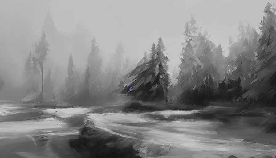 Image similar to enviroment thumbnail black and white, cgsociety, oil painting by jama jurabaev, extremely detailed, brush hard, artstation, high quality, brush stroke