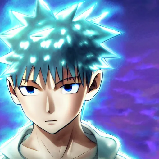 Image similar to killua lightning yo - yo hxh digital art ray tracing trending on art station