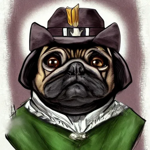 Prompt: harry pugger, from the pugworts school of witchcraft and wizardry, trending on artstation