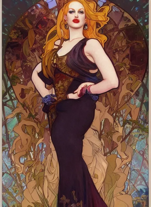 Image similar to jinkx monsoon, painting by artgerm and greg rutkowski and alphonse mucha