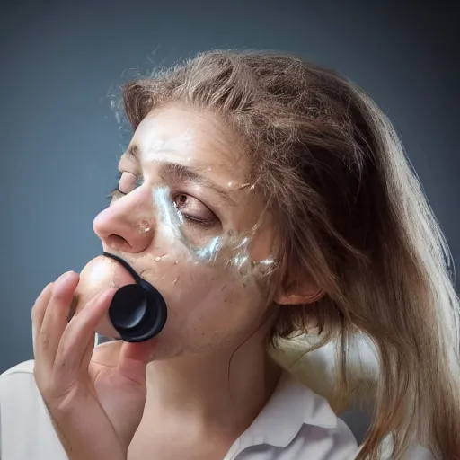 Prompt: an invention that wakes people up by throwing juice at their face, realistic photography