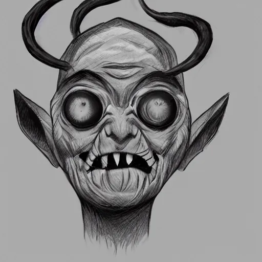 Image similar to a monster with 3 eyes, extra eye in forehead, concept art