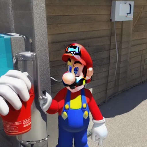 Image similar to mario drinking gasoline