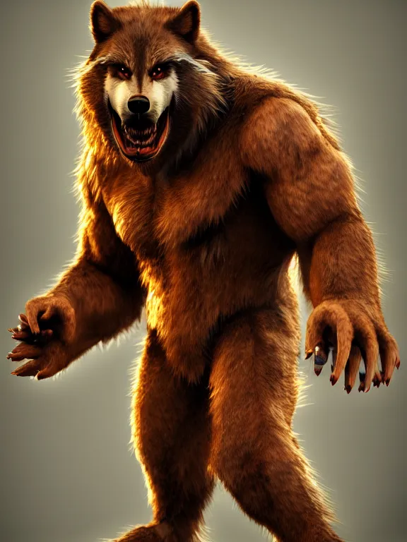 Image similar to cute handsome cuddly werewolf from van helsing unreal engine hyperreallistic render 8k character concept art masterpiece orange