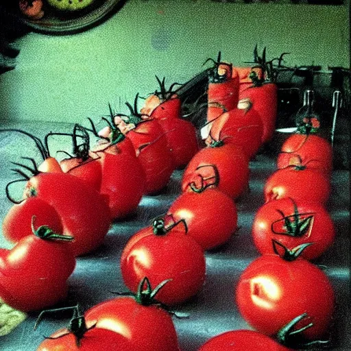 Prompt: attack of the killer's tomatoes. h r giger style