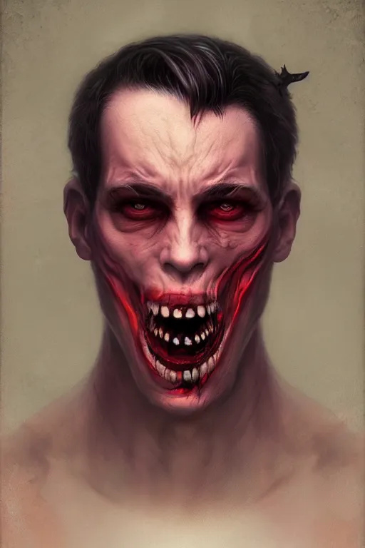 Prompt: portrait of a man possessed, demon escaping from mouth, by artgerm, tom bagshaw, gerald brom, vaporwave, vaporwave colors, lo fi colors, vaporwave, lo fi, 4 k, hd,
