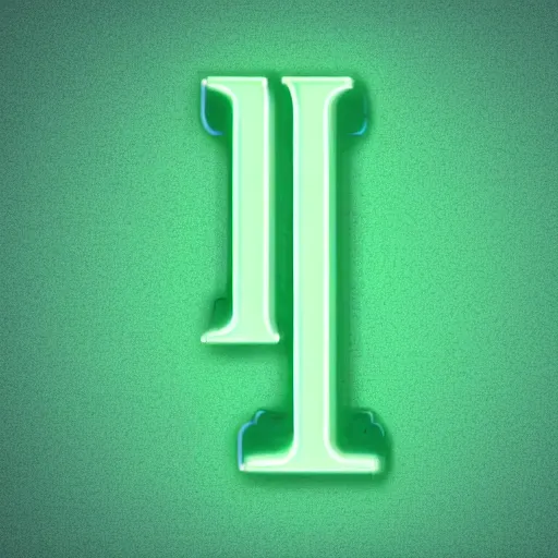 Image similar to a neon letter t engulfed in green flames on a teal and pastel green background,