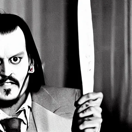 Johnny Depp as Jack Torrance in Shining, holding axe, | Stable ...