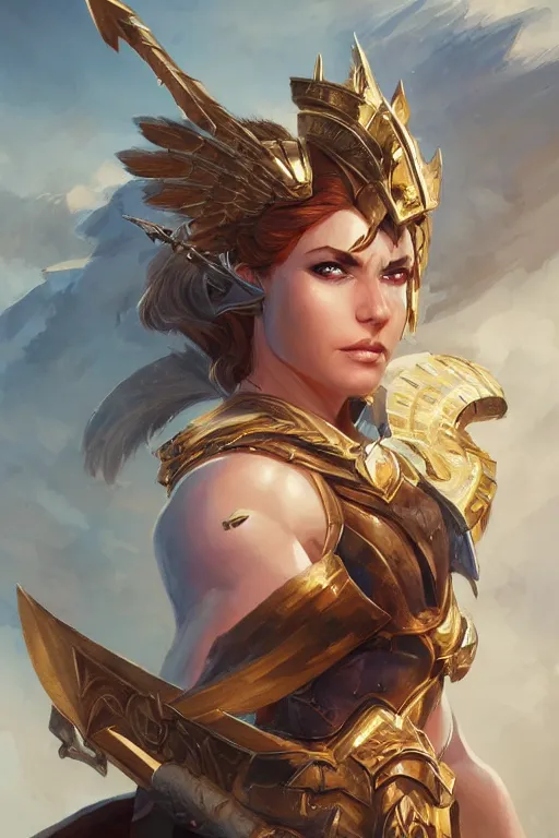 Image similar to amazon valkyrie athena, d & d, fantasy, portrait, highly detailed, headshot, digital painting, trending on artstation, concept art, sharp focus, illustration, art by artgerm and greg rutkowski and magali villeneuve