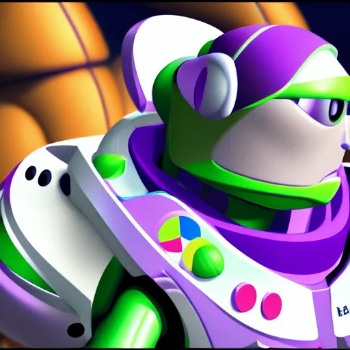 Image similar to realistic! photo of buzz lightyear with a buzz cut hairstyle, trending on artsation, 8k