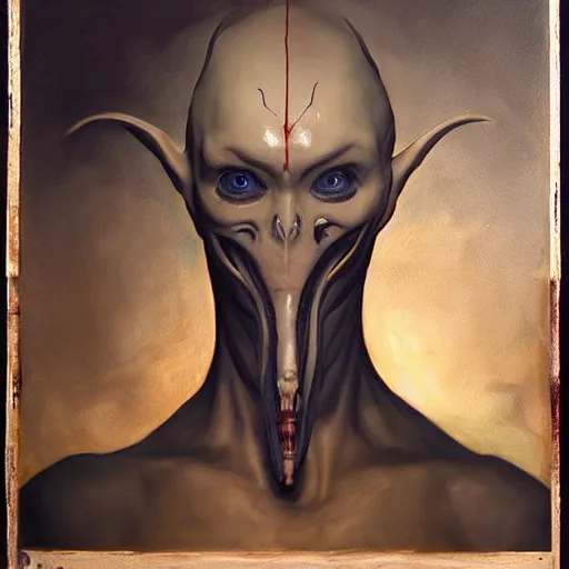 Prompt: a realistic painting by Raffaello Sanzi depicting the Valak with the head of the symbiotic Xenomorph in the Renaissance era ,smooth,Sharp focus, realism, trending on Artstation.