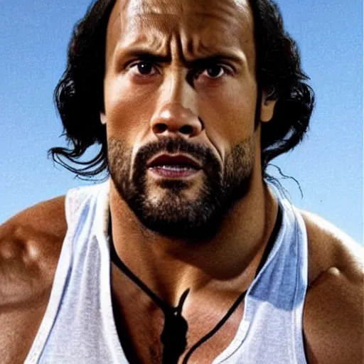 Prompt: the rock if he had long hair