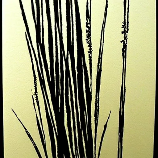 Image similar to zen reeds, ink art