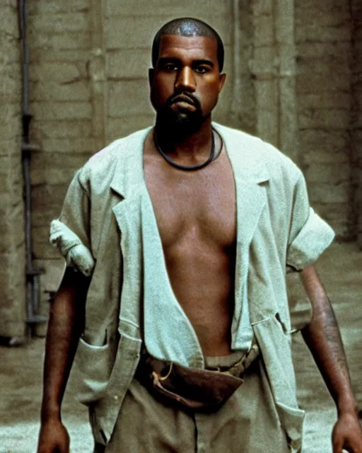 Image similar to film still close - up shot of kanye west as andy dufresne from the movie shawshank redemption. photographic, photography