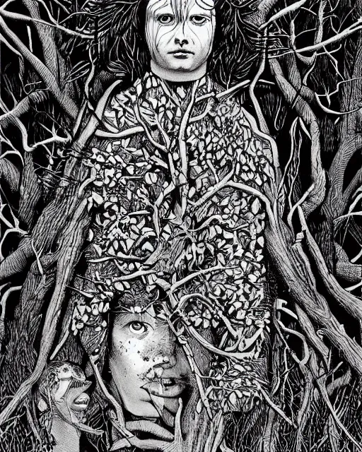 Image similar to the oracle of trees tarot card by dan hillier, masterpiece