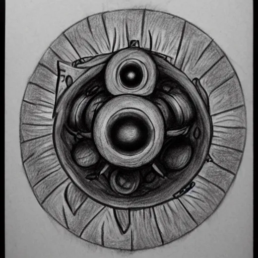 Image similar to dungeons and dragons beholder, pencil drawing.