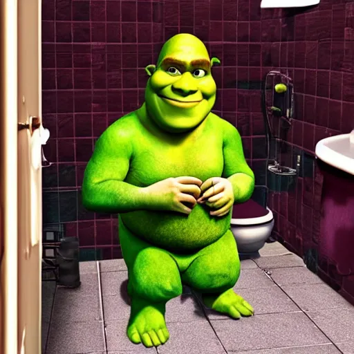 Image similar to shrek on a toilet