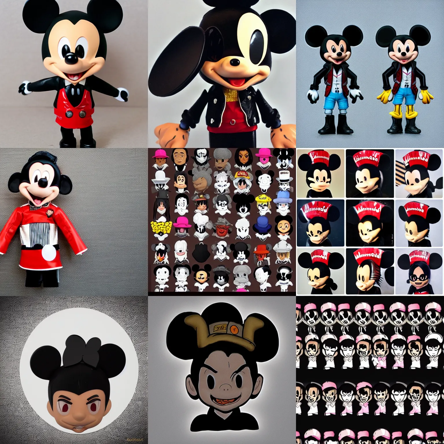 Prompt: michael jackson, michael jackson, michael jackson, michael jackson, michael jackson, ( cosplay mickey mouse ears ), nendroid, butcher billy style