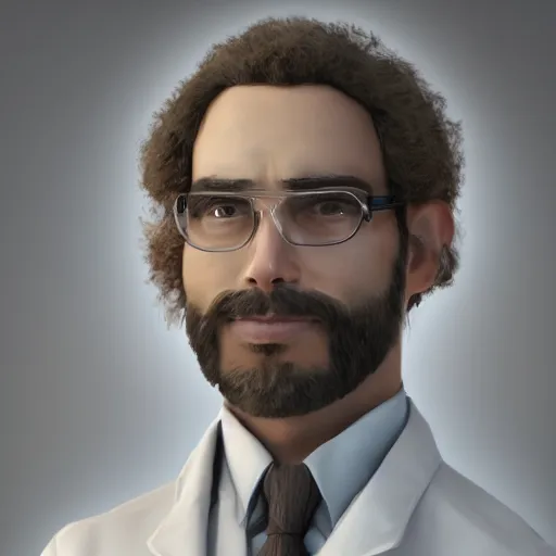 Image similar to A portrait of Rick Sanches wearing a lab coat, digital art, trending on artstation andand unreal engine