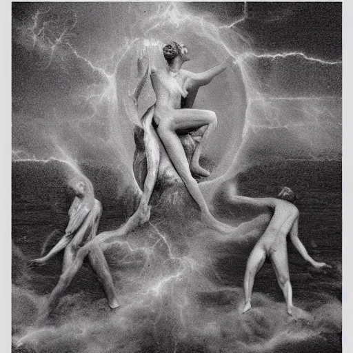 Image similar to firmament divine haze of body transforming through flesh threshold becoming