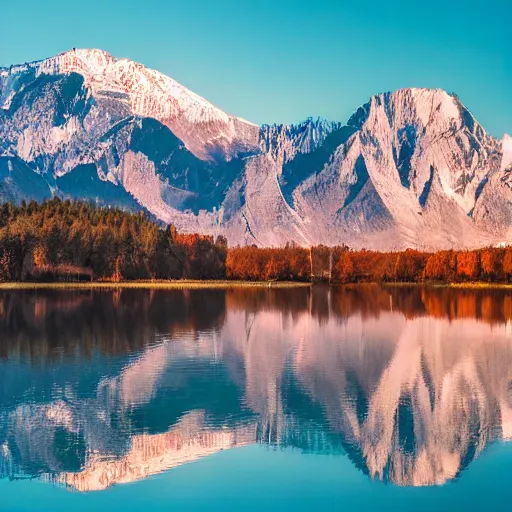 Image similar to photo of two black swans touching heads in a beautiful reflective mountain lake, a colorful hot air balloon is flying above reflecting off water, hot air balloon, intricate, 8k highly professionally detailed, centered, HDR, CGsociety