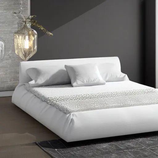 Image similar to a bed made out of clouds and shimmering diamonds