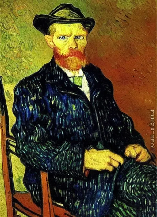 Image similar to lifelike oil painting portrait of carl fredericksen by van gogh