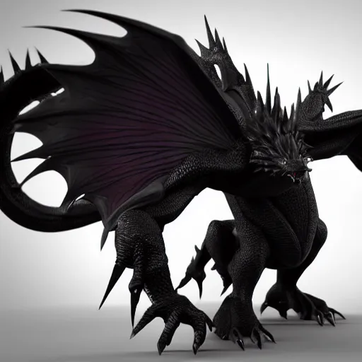 Prompt: dark black dragon pokemon , 3d render , highly detailed , octane render , 4k , HD