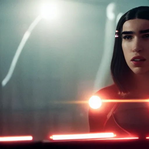 Prompt: movie still of cyborg dua lipa, cinematic composition, cinematic light, criterion collection, by edgar wright