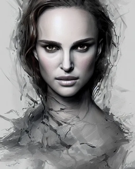 Image similar to natalie portman, hyper realistic face, beautiful eyes, fantasy art, in the style of greg rutkowski, intricate, hyper detailed, smooth