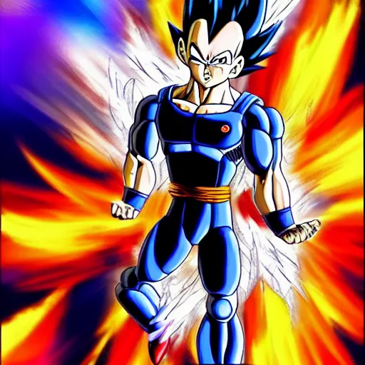 Prompt: vegeta dreaming to fight against goku