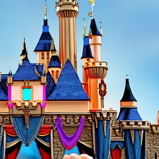 Image similar to the disneyland castle on fire, highly detailed, 8 k resolution, ultra realistic