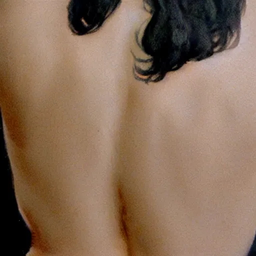 Prompt: Lower back of a beautiful woman, painted by Milo Manara