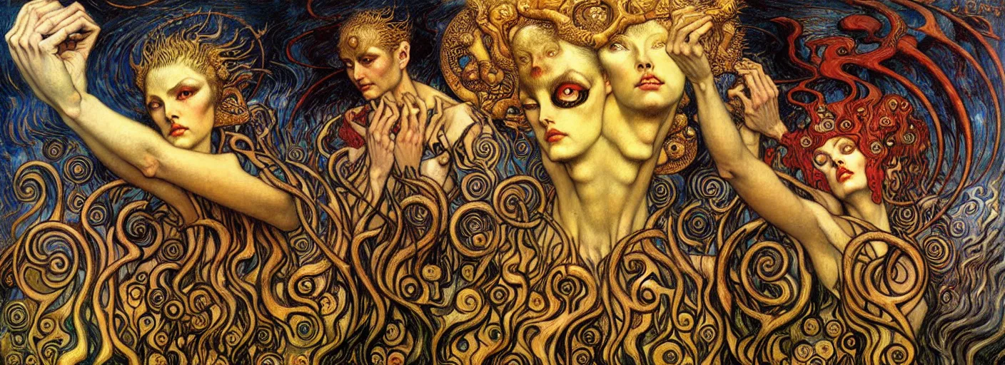 Image similar to Divine Chaos Engine by Karol Bak, Jean Delville, William Blake, Gustav Klimt, and Vincent Van Gogh, symbolist, visionary