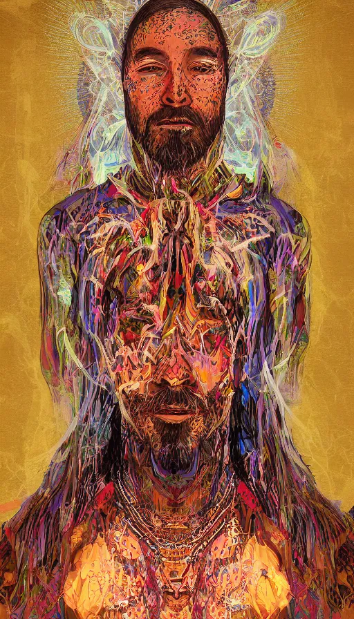 Image similar to portrait of a digital shaman, by david eichenberg