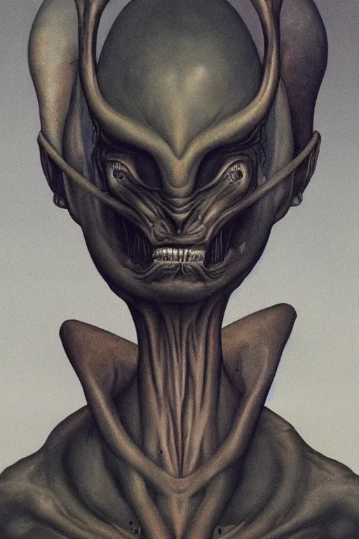 Image similar to portrait of an alien from barlowe's guide to extraterrestrials, hyperreal, very detailed art, elegant, sophisticated, high resolution, smooth