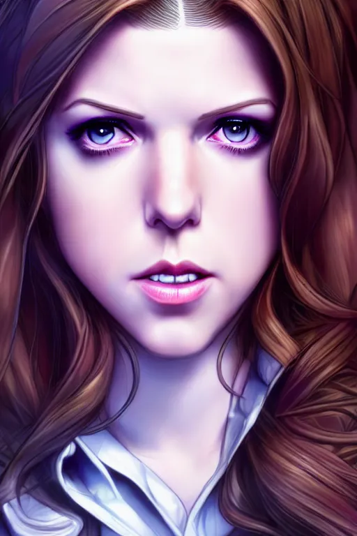 Image similar to ultra realistic, beautiful Anna Kendrick Zatanna DC Comics, full body, floating, on stage, symmetrical face symmetrical eyes, modern anime, fantasy, eerie, intricate details, atmospheric, elegant, super highly detailed, professional digital painting, artstation, concept art, 8k, art by artgerm and eiichiro oda and koyoharu gotouge