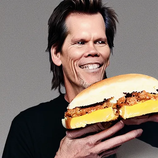 Prompt: kevin bacon inside a giant cheeseburger