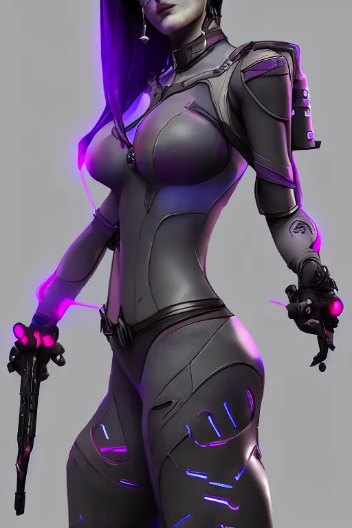 Prompt: widowmaker, overwatch, cyberpunk, digital art, high detailed, artstation, 3 d render