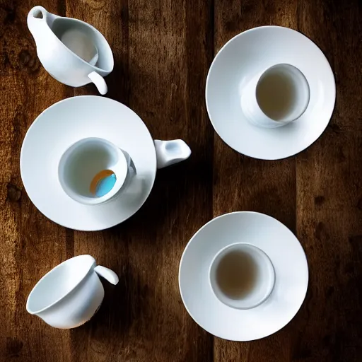 Prompt: dancing tea set, photography,