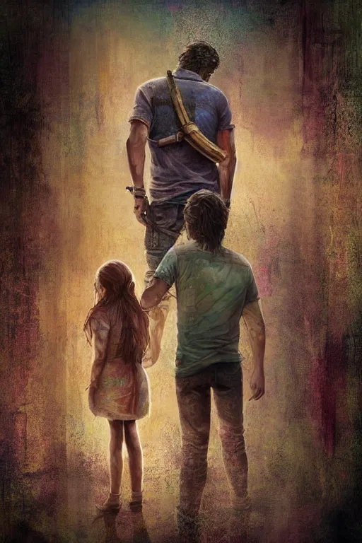 Image similar to colombo, sri lanka, in the style of last of us, man with a young girl, digital art