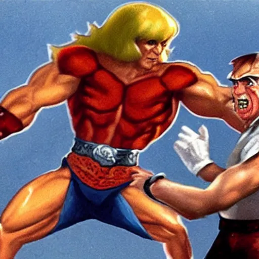 Image similar to real life he - man mauling mariano rajoy