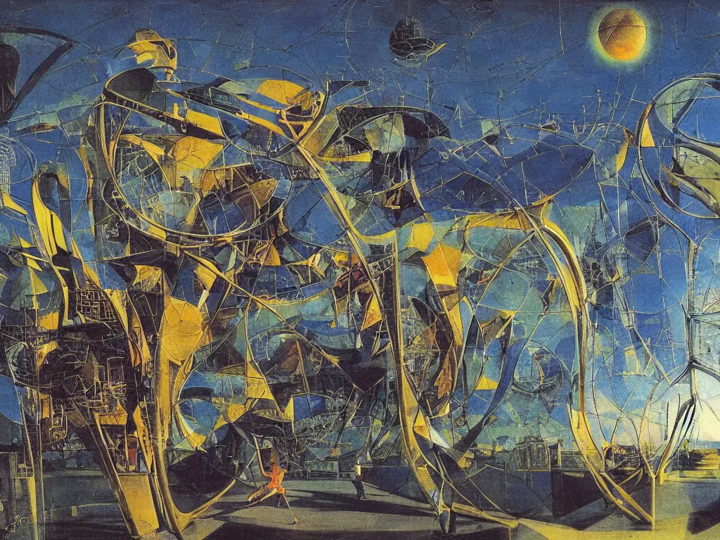 Prompt: cosmic gifted basketball player futuristic basketball court cyberpunk. valley of joy and despair. open manuscript of alchemic insect. painting by max ernst, moebius, arnold bocklin, william blake